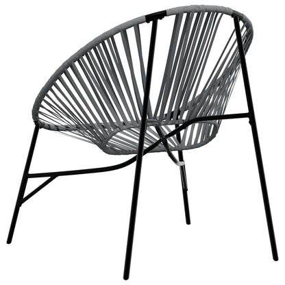 Stylish 3-Piece Black & Light Grey Poly Rattan Garden Chair Set