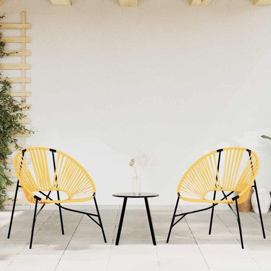 Stylish 3-Piece Black & Yellow Poly Rattan Garden Chair Set