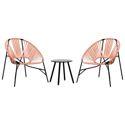3-Piece Black & Orange Poly Rattan Garden Chair Set