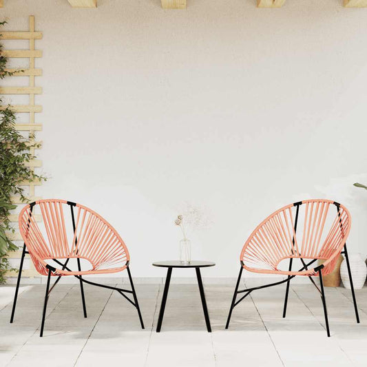 3-Piece Black & Orange Poly Rattan Garden Chair Set