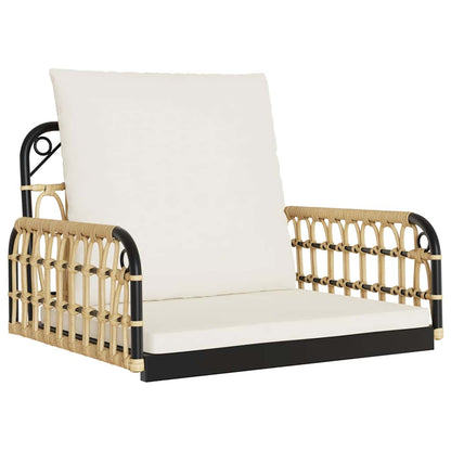 Poly Rattan Swing Chair with Cushions - Steel Frame