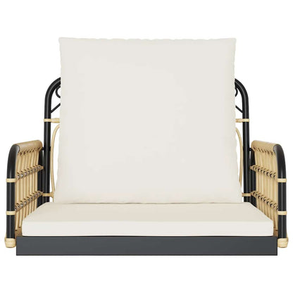 Poly Rattan Swing Chair with Cushions - Steel Frame