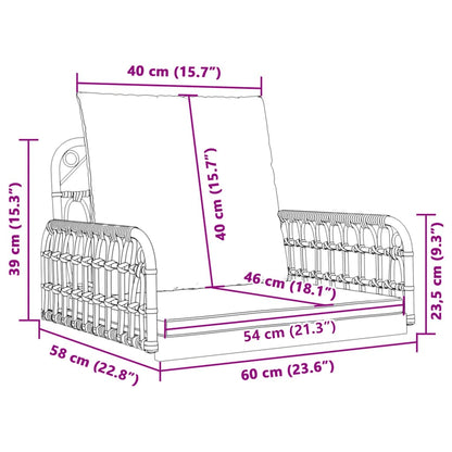 Poly Rattan Swing Chair with Cushions - Steel Frame