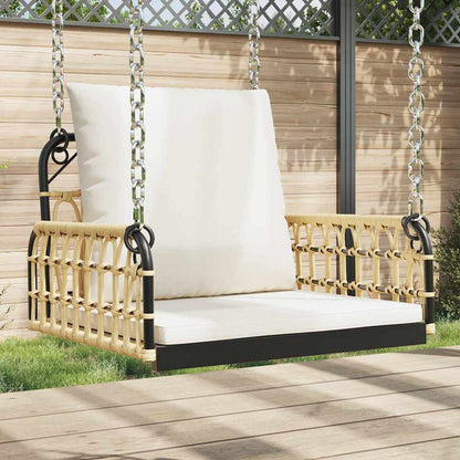 Poly Rattan Swing Chair with Cushions - Steel Frame