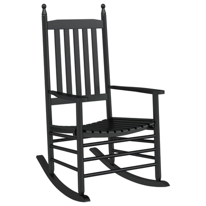 Black Solid Wood Rocking Chairs, Curved Seats, 2 Pcs Set - Poplar