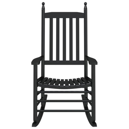 Black Solid Wood Rocking Chairs, Curved Seats, 2 Pcs Set - Poplar