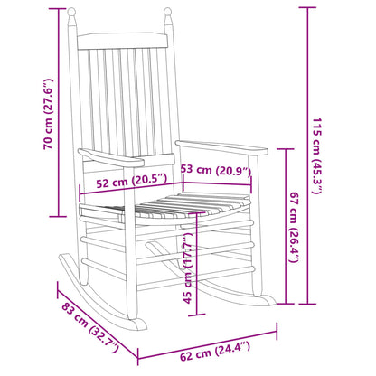 Black Solid Wood Rocking Chairs, Curved Seats, 2 Pcs Set - Poplar
