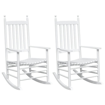 White Solid Wood Fir Rocking Chairs with Curved Seats, Set of 2