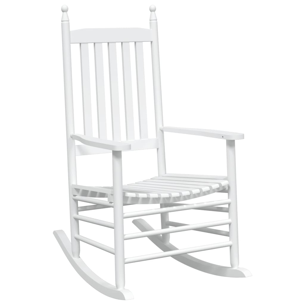 White Solid Wood Fir Rocking Chairs with Curved Seats, Set of 2