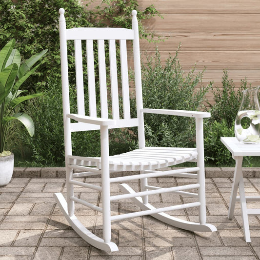 White Solid Wood Fir Rocking Chairs with Curved Seats, Set of 2