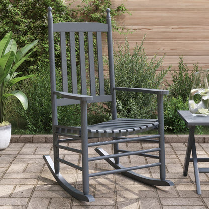 Grey Solid Wood Poplar Rocking Chairs, Set of 2, Curved Seats