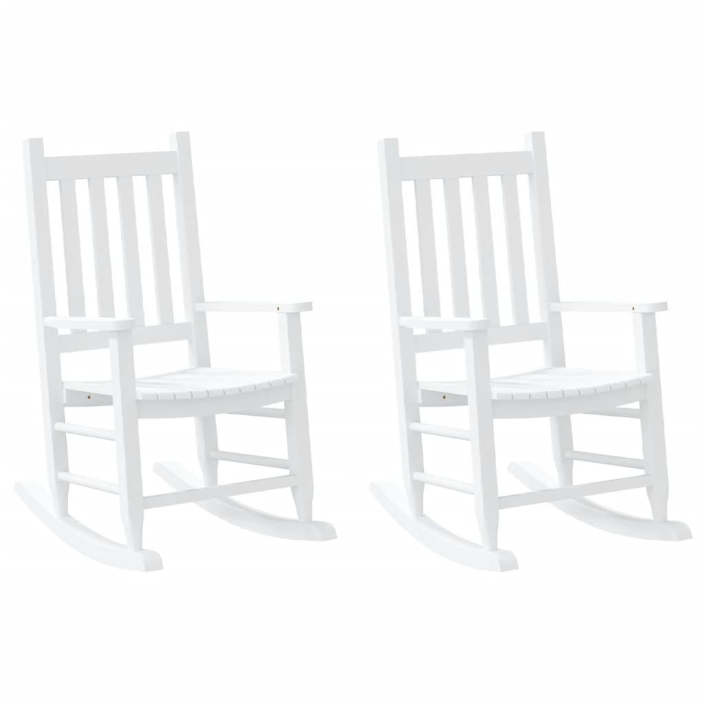 White Solid Wood Rocking Chairs Set for Kids - 2 pcs Poplar
