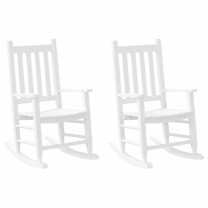White Solid Wood Rocking Chairs Set for Kids - 2 pcs Poplar