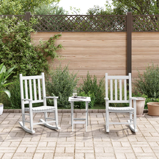 White Solid Wood Rocking Chairs Set for Kids - 2 pcs Poplar