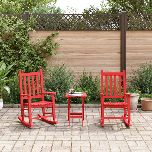 Kids' Red Solid Poplar Rocking Chairs - Set of 2