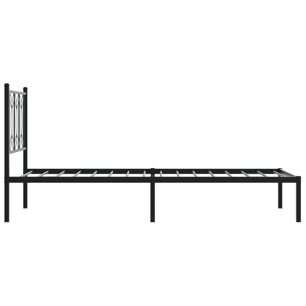 Black Metal Bed Frame with Headboard - 90x190cm (No Mattress)