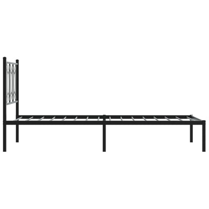 Black Metal Bed Frame with Headboard - 90x190cm (No Mattress)