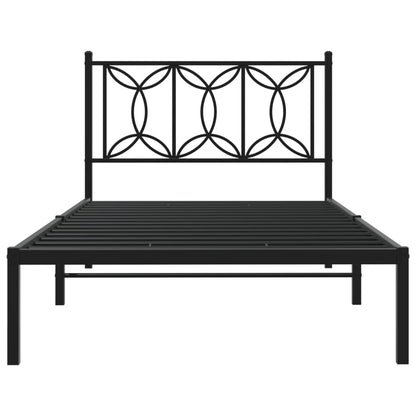 Elegant Black Metal Bed Frame with Headboard 100x200cm