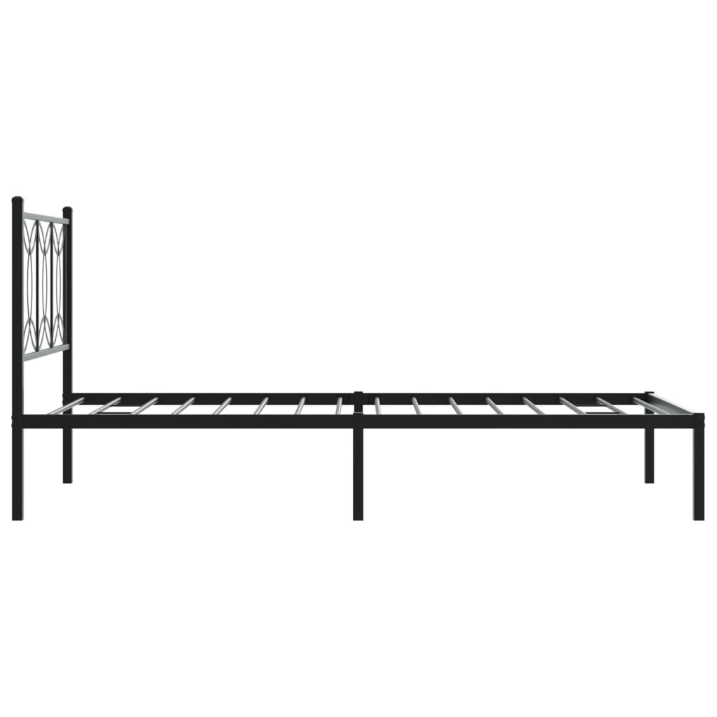 Elegant Black Metal Bed Frame with Headboard 100x200cm