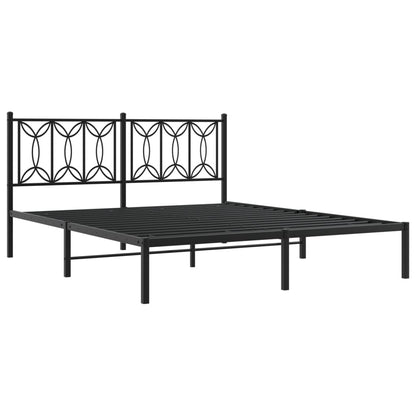 Black Metal Bed Frame with Headboard 160x200cm