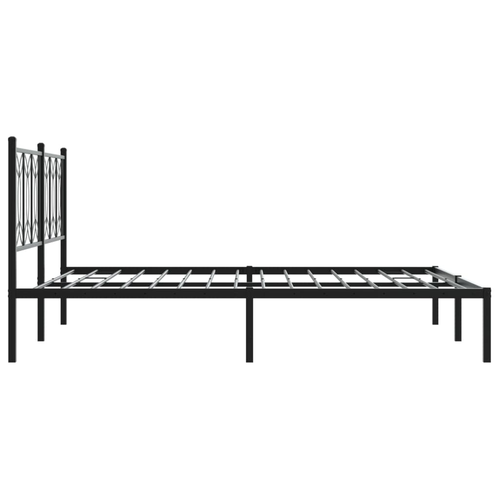 Black Metal Bed Frame with Headboard 160x200cm