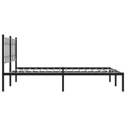 Black Metal Bed Frame with Headboard 160x200cm