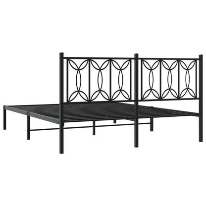 Black Metal Bed Frame with Headboard 160x200cm