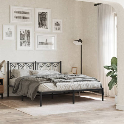 Black Metal Bed Frame with Headboard 160x200cm
