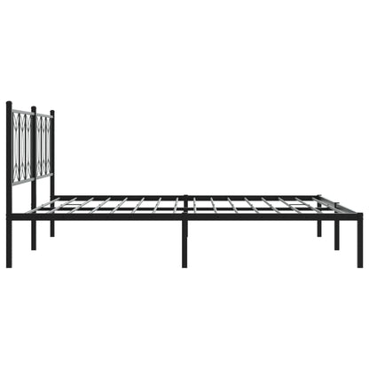 Black Metal Bed Frame with Headboard - 180x200cm, No Mattress