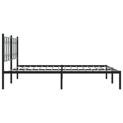 Black Metal Bed Frame with Headboard - 183x213cm, No Mattress