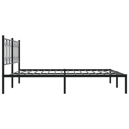 Black Metal Bed Frame with Headboard - 193x203cm, No Mattress