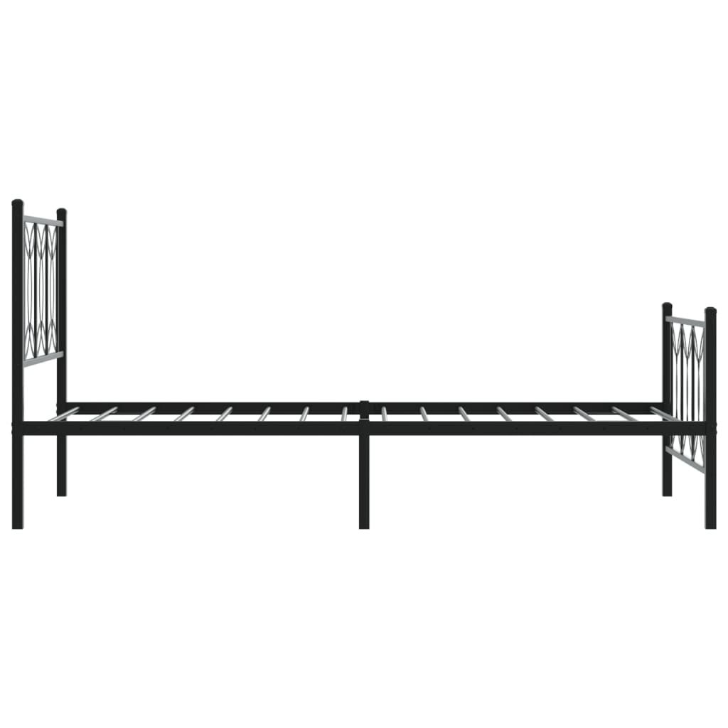 Sleek Black Metal Bed Frame with Footboard 75x190cm (No Mattress)