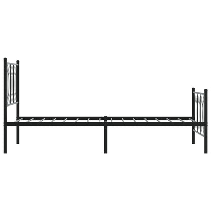 Sleek Black Metal Bed Frame with Footboard 75x190cm (No Mattress)