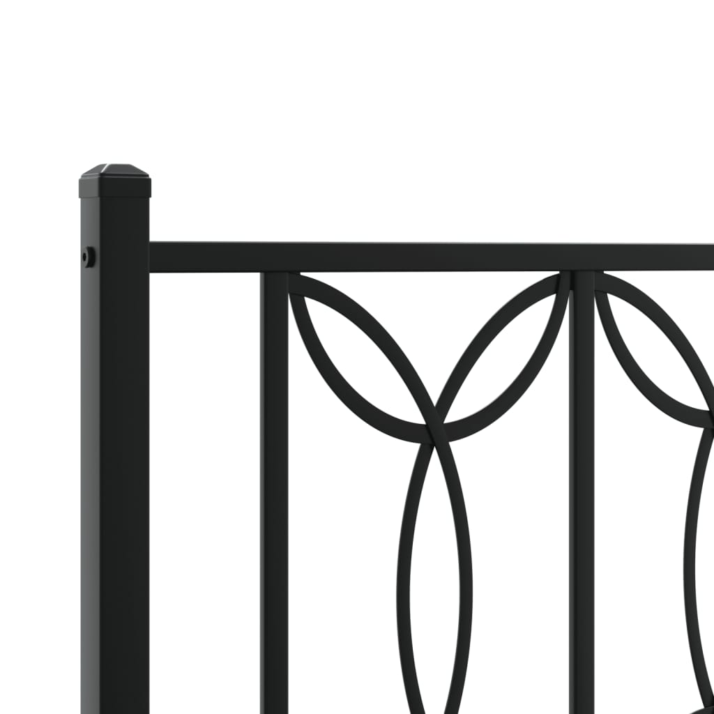 Sleek Black Metal Bed Frame with Footboard 75x190cm (No Mattress)