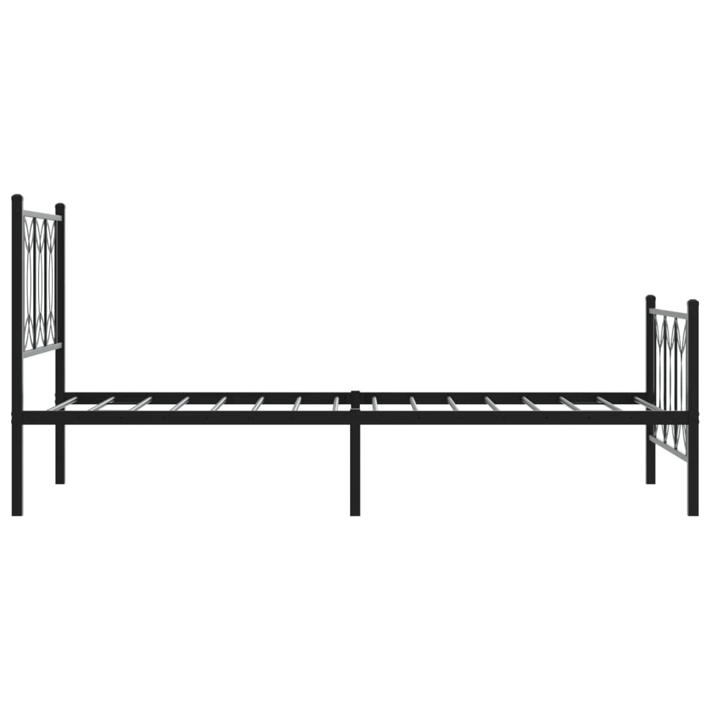 Sleek Black Metal Bed Frame with Footboard 80x200cm - No Mattress