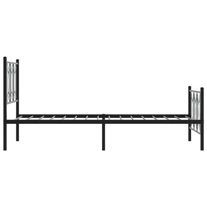 Sleek Black Metal Bed Frame with Footboard 80x200cm - No Mattress