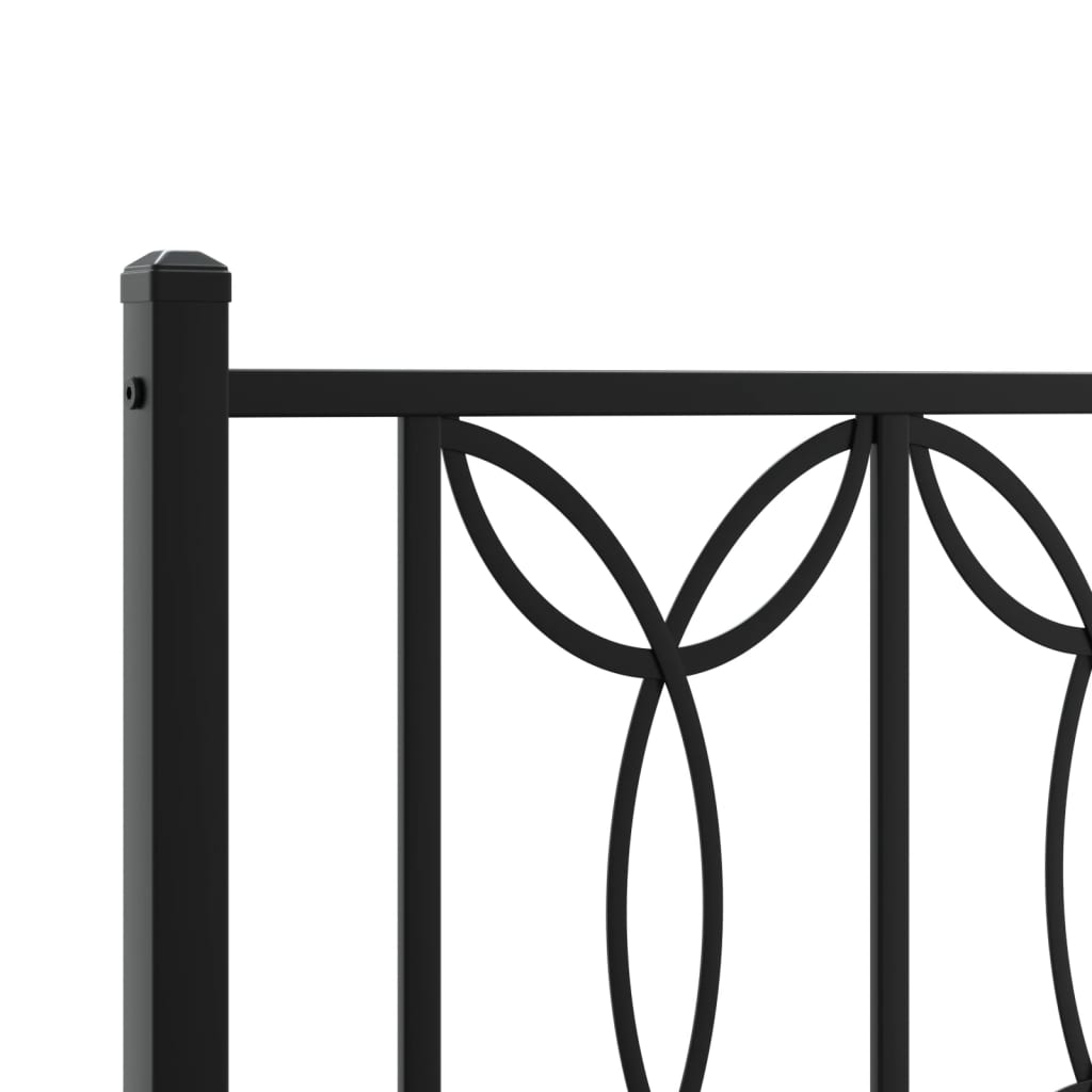 Sleek Black Metal Bed Frame with Footboard 80x200cm - No Mattress