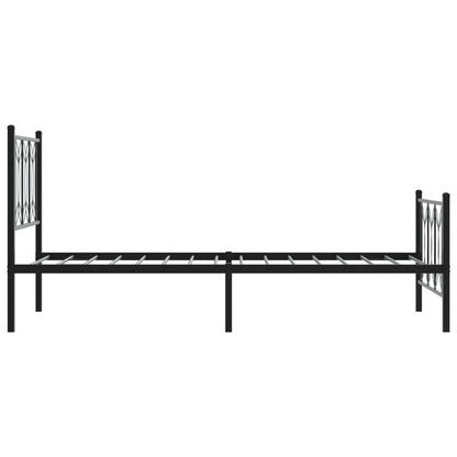 Black Metal Bed Frame with Footboard, 90x200cm - No Mattress Included
