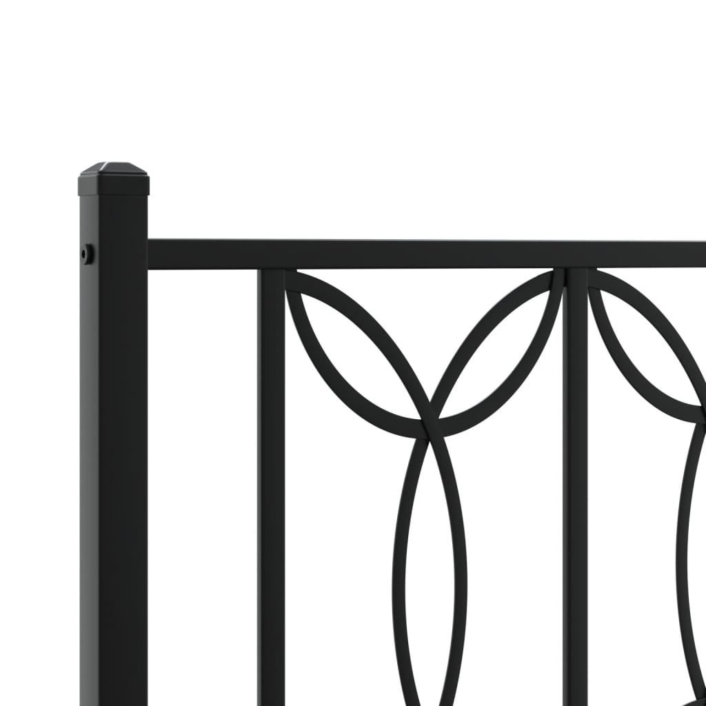 Black Metal Bed Frame with Footboard, 90x200cm - No Mattress Included