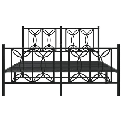 Metal Bed Frame without Mattress with Footboard Black 135x190cm