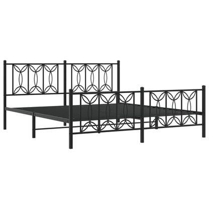 Black Metal Bed Frame with Footboard - 183x213cm No Mattress