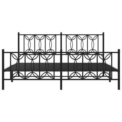 Black Metal Bed Frame with Footboard - 183x213cm No Mattress