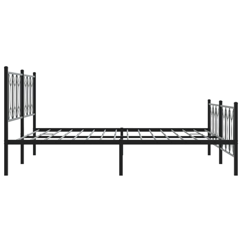 Black Metal Bed Frame with Footboard - 183x213cm No Mattress