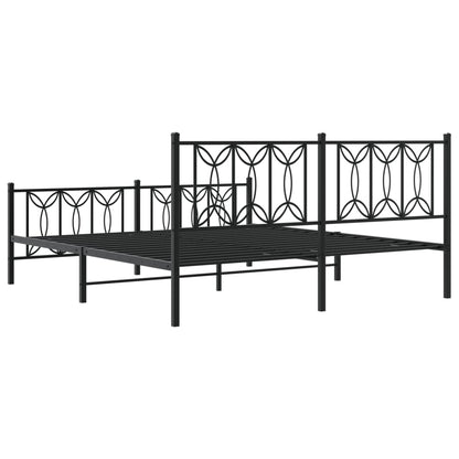 Black Metal Bed Frame with Footboard - 183x213cm No Mattress