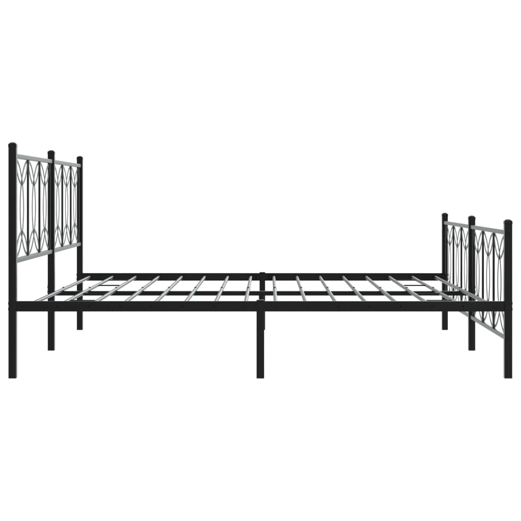 Elegant Black Metal Bed Frame with Footboard - King Size 193x203cm