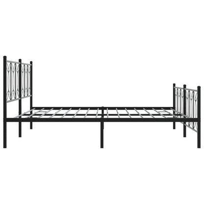 Elegant Black Metal Bed Frame with Footboard - King Size 193x203cm