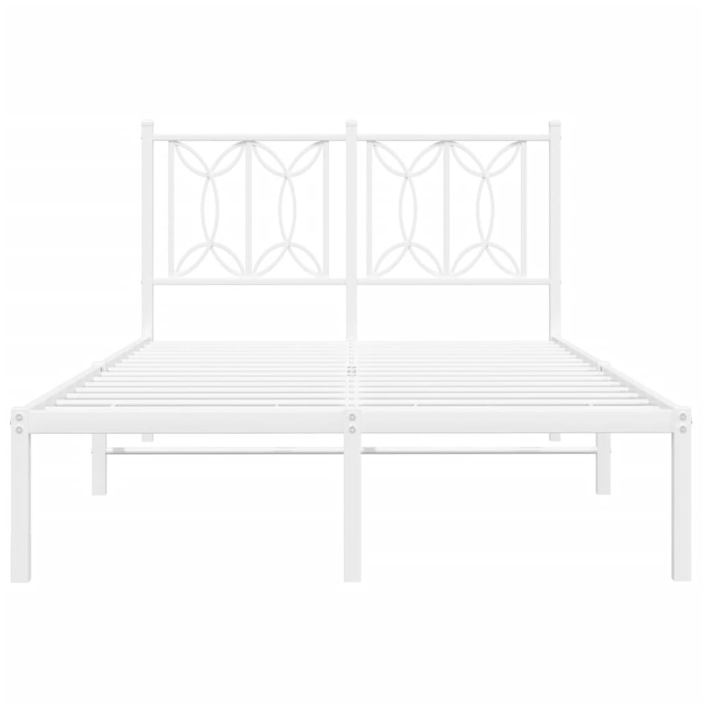 White Metal Bed Frame with Headboard 120x190cm - No Mattress