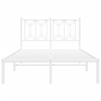 White Metal Bed Frame with Headboard 120x190cm - No Mattress