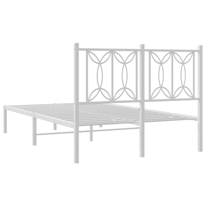 White Metal Bed Frame with Headboard 120x190cm - No Mattress