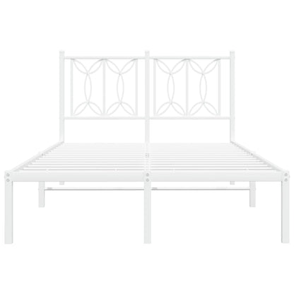 White Metal Bed Frame with Headboard - 120x200cm, No Mattress Included